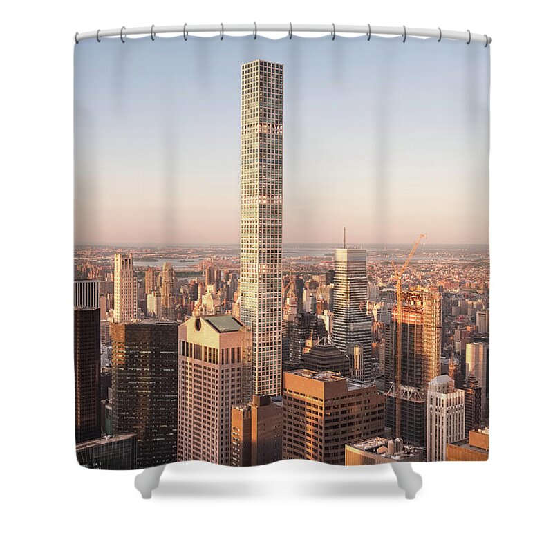 New York Shower Curtain featuring the photograph Midtown Manhattan At Sunset by Alberto Zanoni
