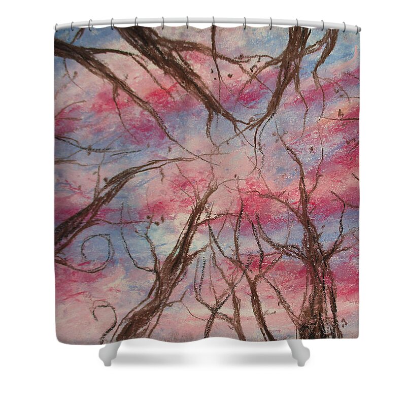 Forest Sky Shower Curtain featuring the painting Midts by Jen Shearer