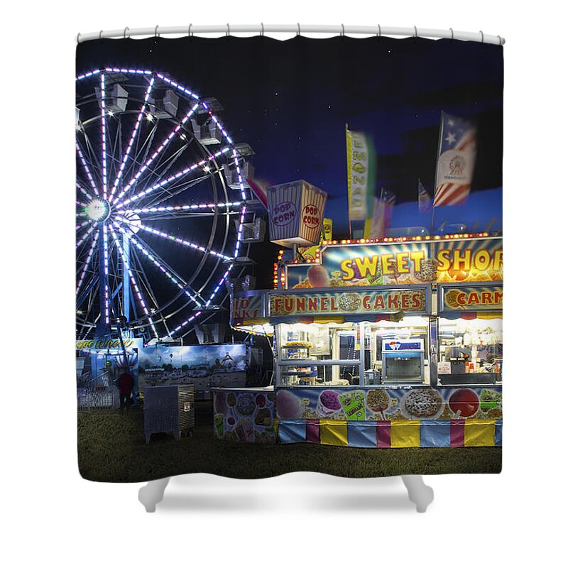 County Fair Shower Curtain featuring the photograph Midway Sweet Shoppe by Mark Andrew Thomas