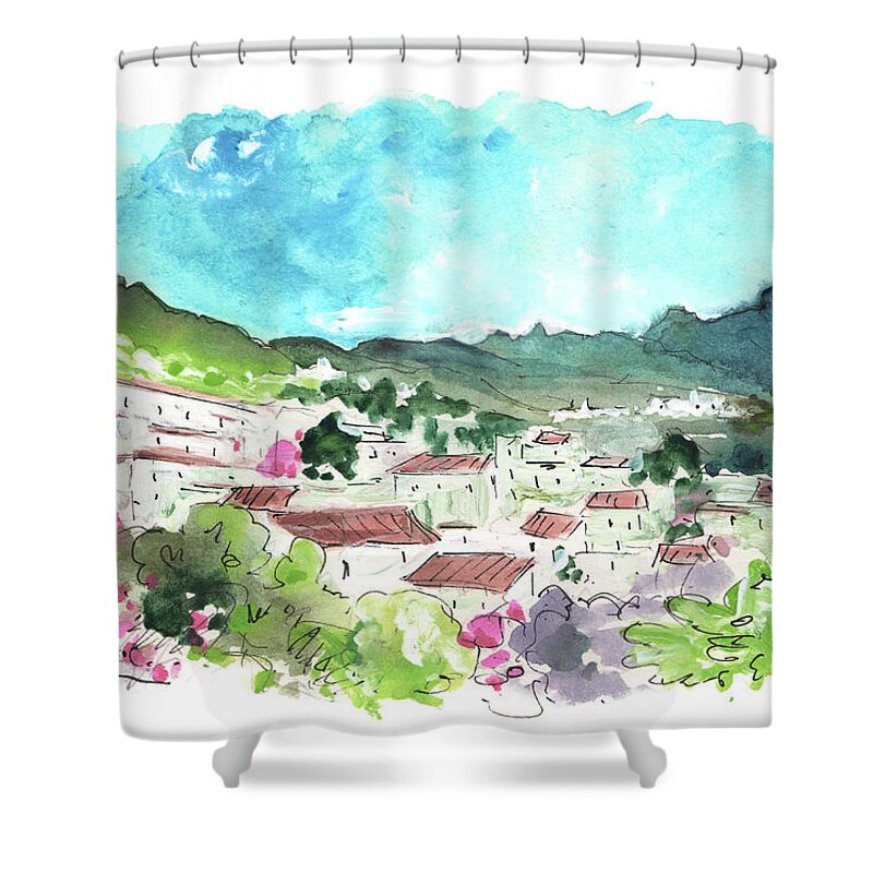 Travel Shower Curtain featuring the painting Mijas 03 by Miki De Goodaboom