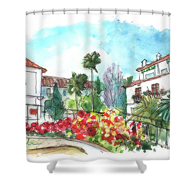 Travel Shower Curtain featuring the painting Mijas 11 by Miki De Goodaboom