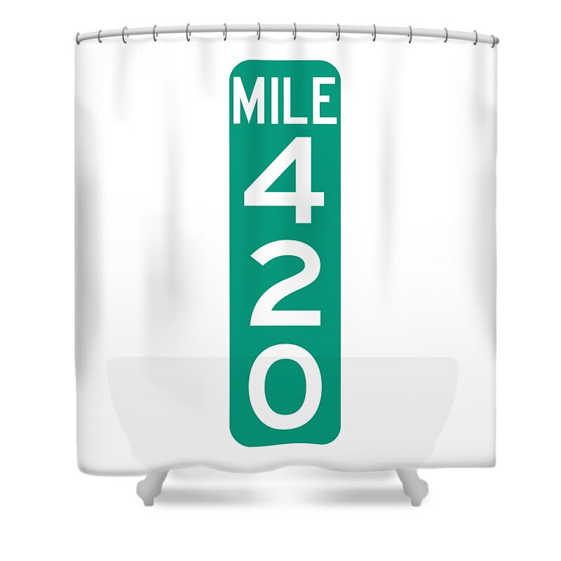 Mile Markers Shower Curtain featuring the digital art Mile 420 by Angie Tirado