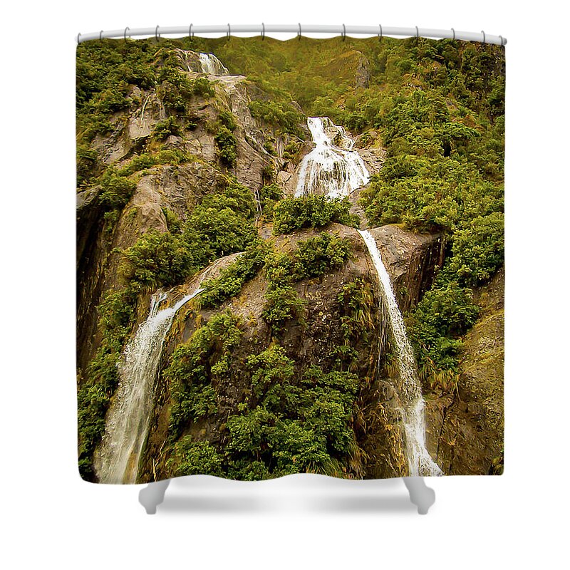 Milford Sound Shower Curtain featuring the photograph The Otherworldly Milford Sound New Zealand by Leslie Struxness