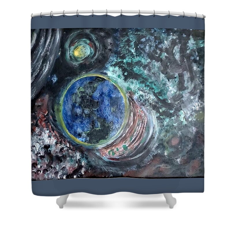 Milk Way Shower Curtain featuring the painting Milky Way Galaxy by Suzanne Berthier