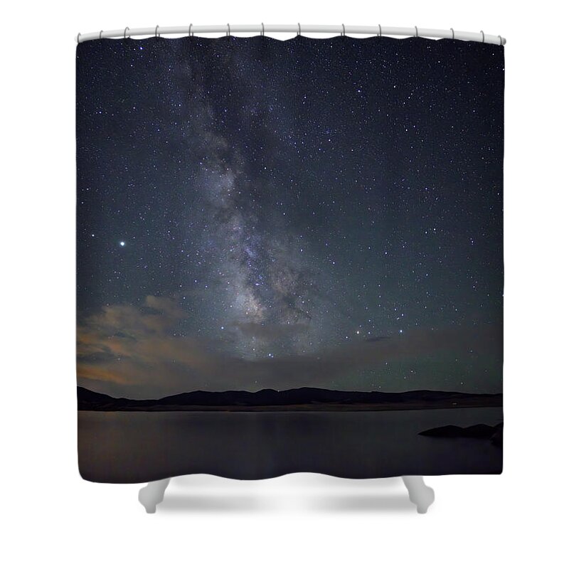 Milky Way Shower Curtain featuring the photograph Milky Way Over 11 Mile by Bob Falcone