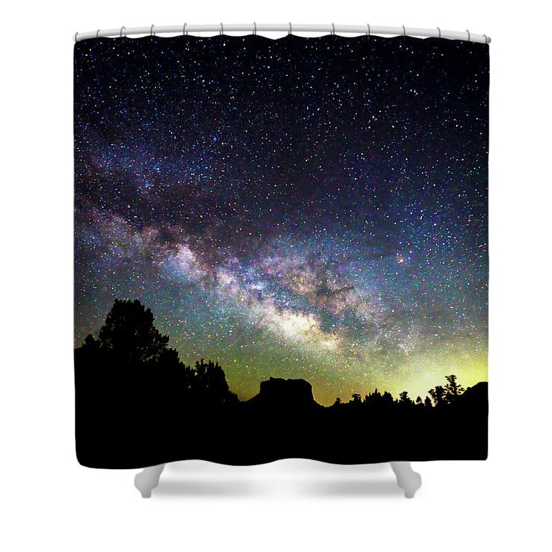 Milky Way Shower Curtain featuring the photograph Milky Way over Courthouse Rock by Al Judge