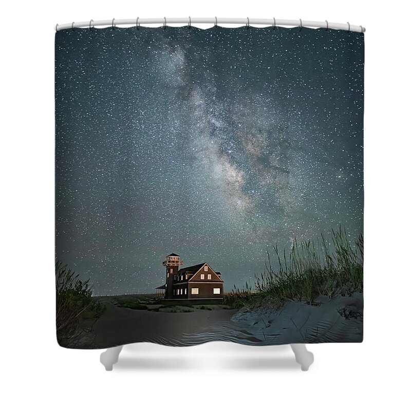  Shower Curtain featuring the photograph Milky Way over Outer Banks by Minnie Gallman