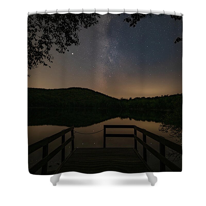 Russell Shower Curtain featuring the photograph Milky Way over Russell Pond in the White Mountains by William Dickman