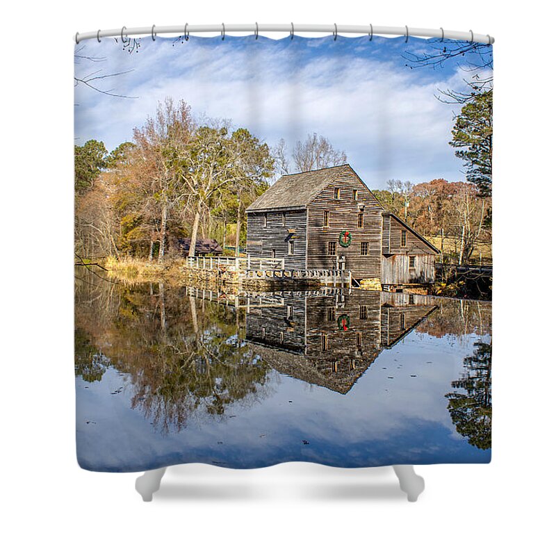 Reflection Shower Curtain featuring the photograph Mill holiday reflection by Rick Nelson