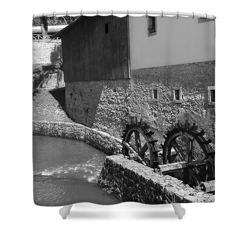 Mills Shower Curtain featuring the photograph Mills Slovenia by Joelle Philibert