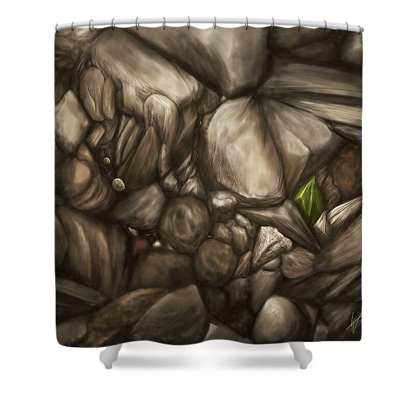 Protozoa Shower Curtain featuring the digital art Mineral soil by Kate Solbakk