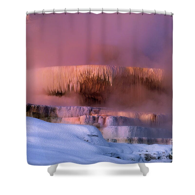 Dave Welling Shower Curtain featuring the photograph Minerva Springs Yellowstone National Park Wyoming by Dave Welling