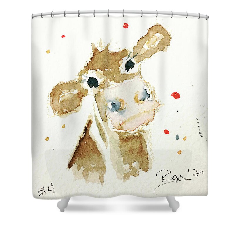 Cow Shower Curtain featuring the painting Mini Cow 4 by Roxy Rich