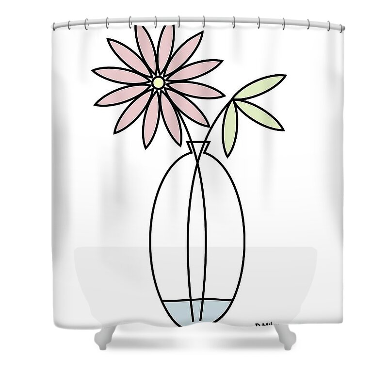 Minimalistic Design Shower Curtain featuring the digital art Minimal Plant in Vase 4 by Donna Mibus