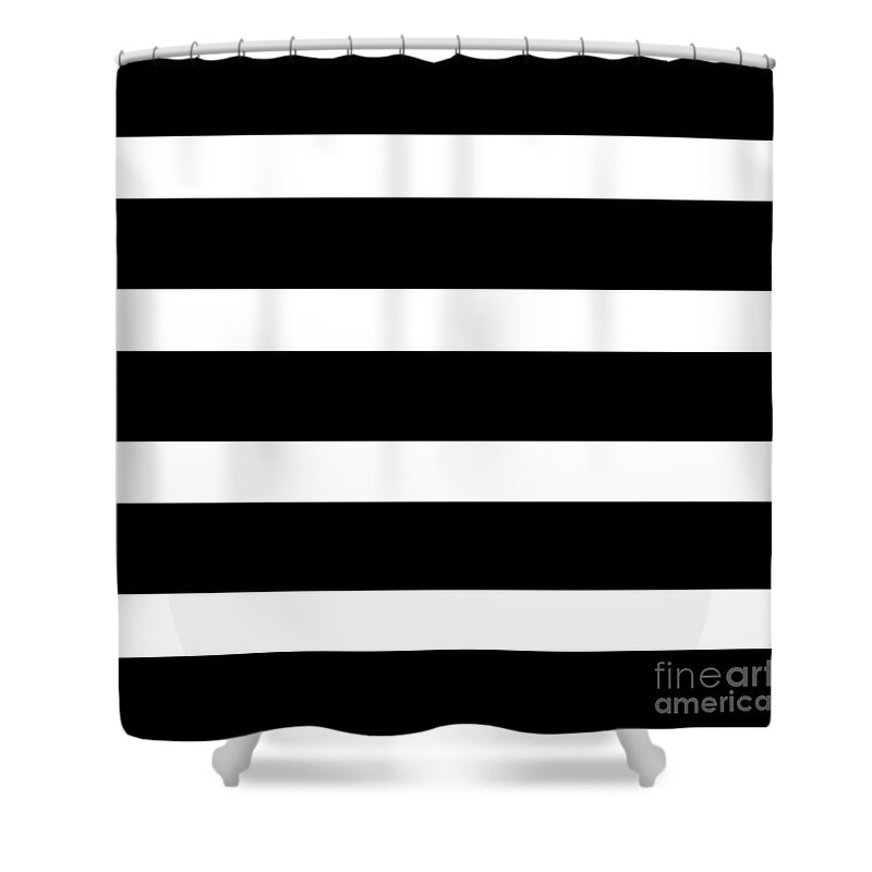 Stripes Shower Curtain featuring the digital art Minimalist Black and White Stripes by Christie Olstad