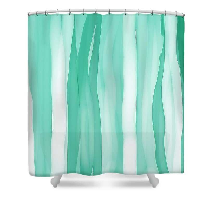 Minimal Shower Curtain featuring the painting Minty fresh lines 1 by Itsonlythemoon