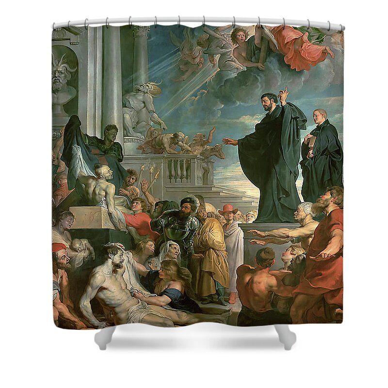 Peter Paul Rubens Shower Curtain featuring the painting Miracles of St. Francis Xavier by Peter Paul Rubens by Peter Paul Rubens