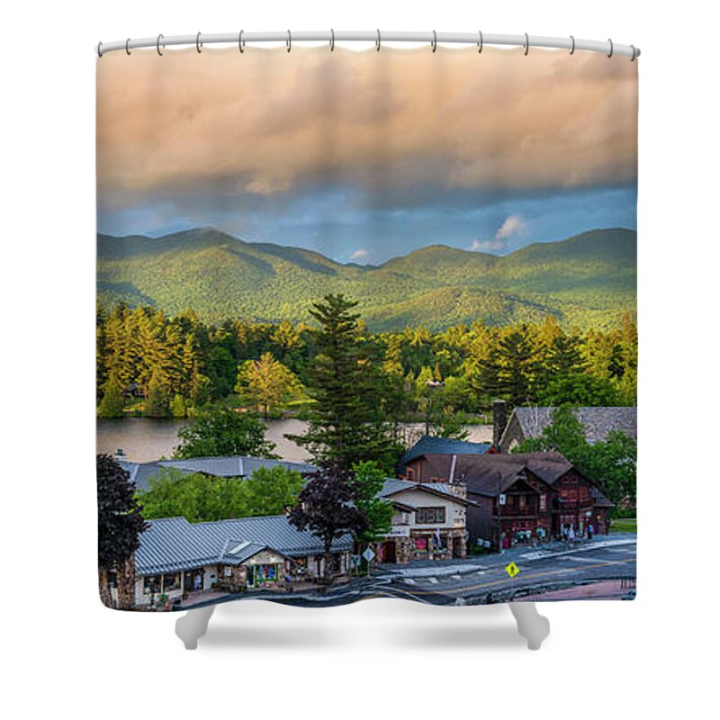 Mirror Lake In Lake Placid Ny Shower Curtain featuring the photograph Mirror Lake In Lake Placid NY by Mark Papke