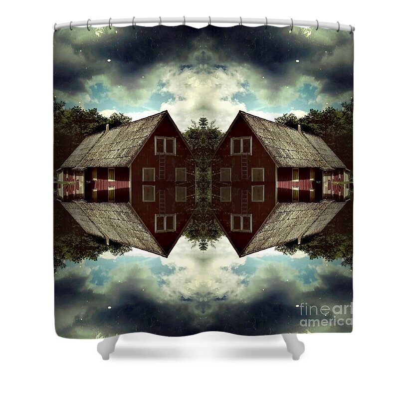 Photograph Shower Curtain featuring the digital art Mirror, Mirror... Haunted House by Alexandra Vusir