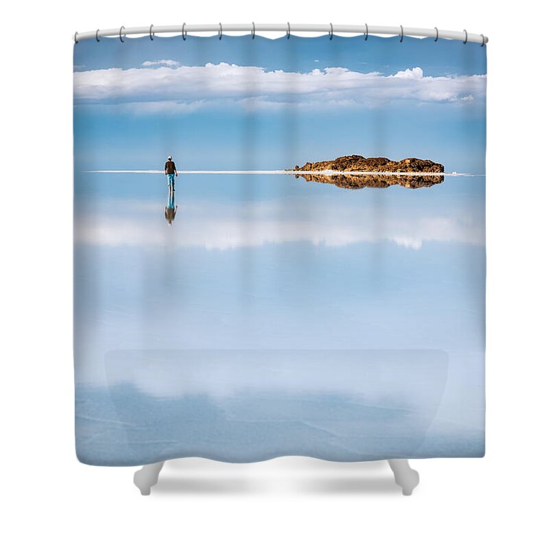 Sale De Uyuni Shower Curtain featuring the photograph Mirror by Peter Boehringer