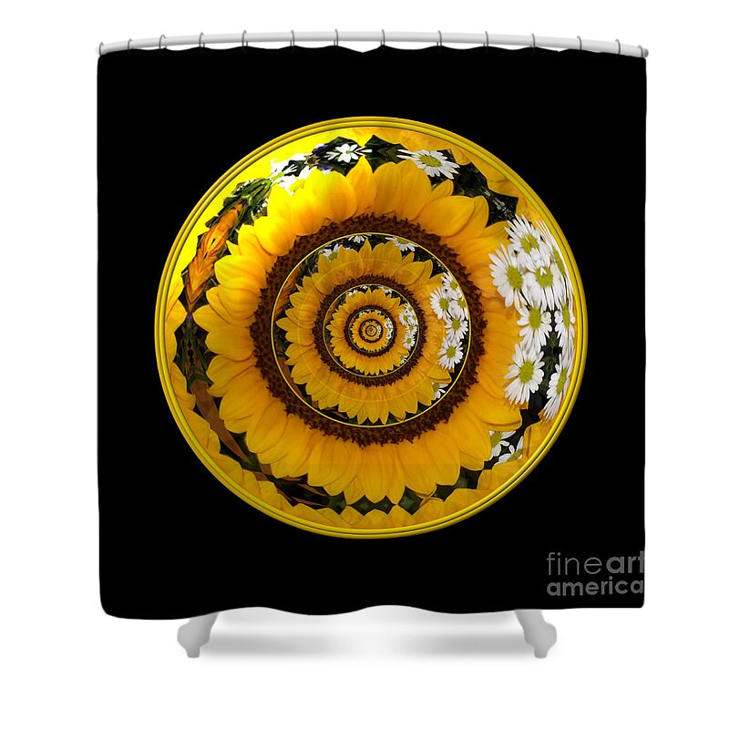 Sunflowers Shower Curtain featuring the photograph Mirrored Sunflower under glass 1 by Rose Santuci-Sofranko