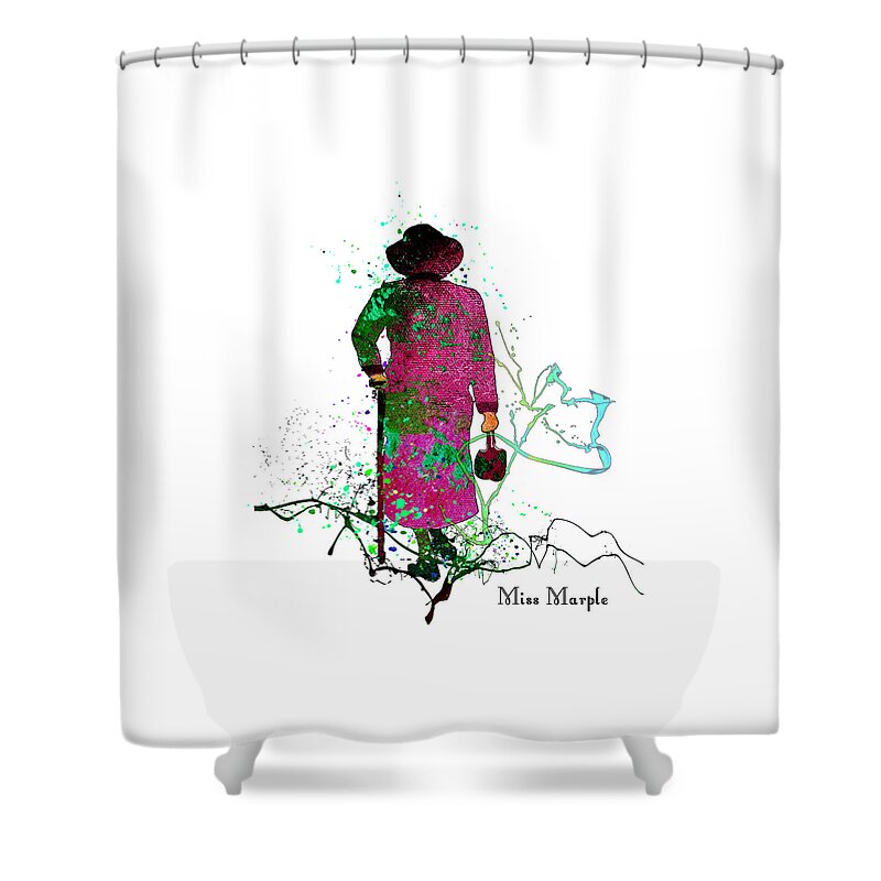 Watercolour Shower Curtain featuring the painting Miss Marple by Miki De Goodaboom
