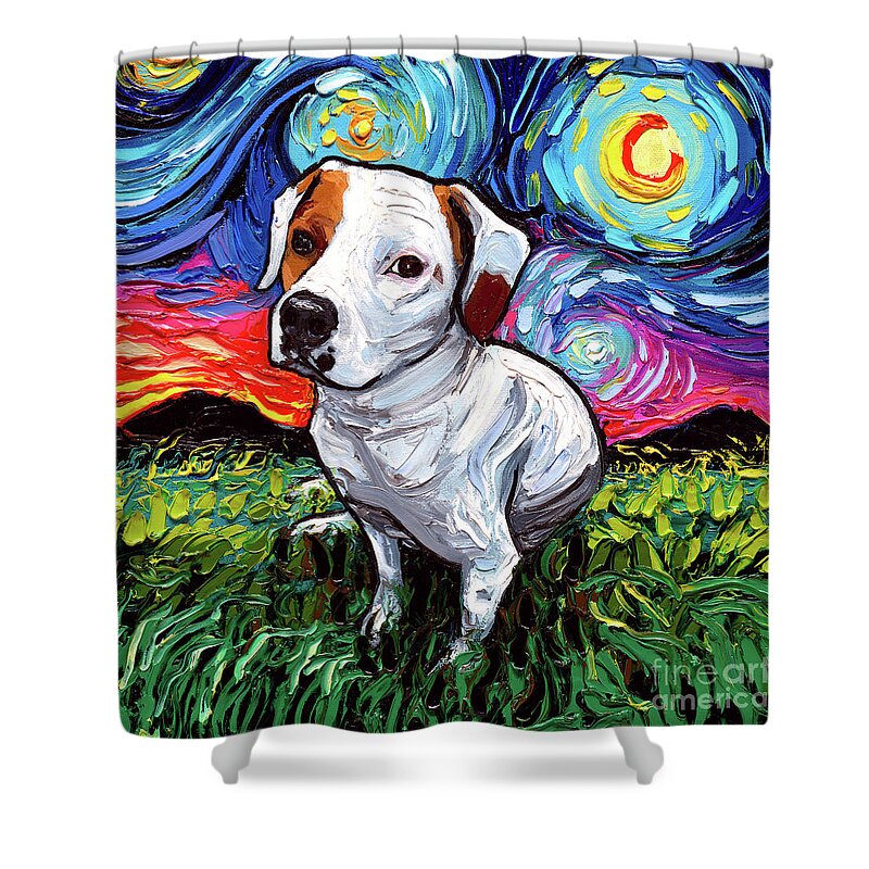 Pitbull Shower Curtain featuring the painting Miss Mickey by Aja Trier
