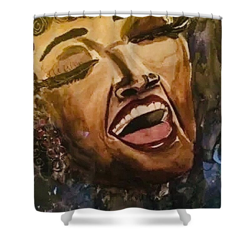  Shower Curtain featuring the painting Missing You by Angie ONeal