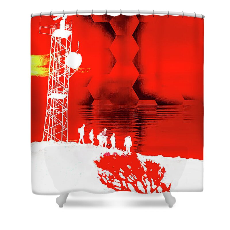 Art Shower Curtain featuring the digital art Mission Red Mars by Alexandra Vusir