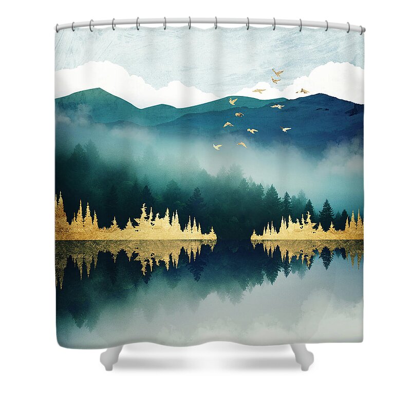 Mist Shower Curtain featuring the digital art Mist Reflection by Spacefrog Designs