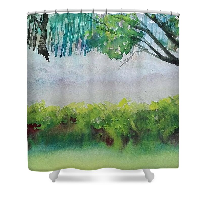 Mist Shower Curtain featuring the painting Mist by Sandie Croft