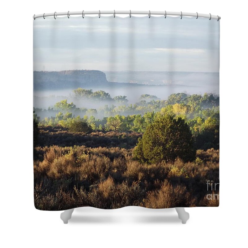 Fog Shower Curtain featuring the photograph Mists of Time - Thunder Visions Ranch- New Mexico by Doug Miller
