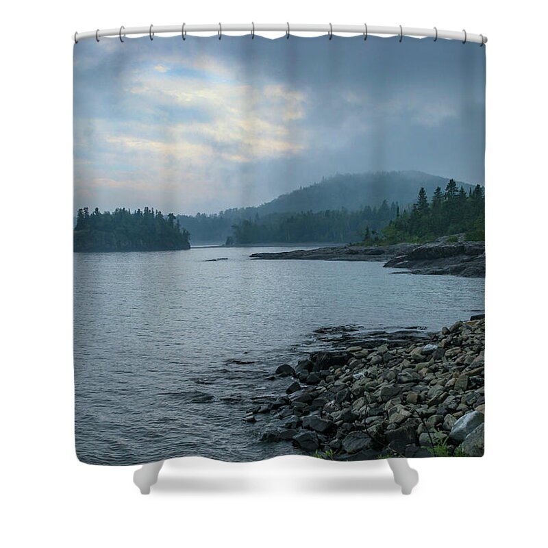 Mist Shower Curtain featuring the photograph Misty Morning on Lake Superior by Robert Carter