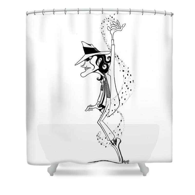 King Of Pop Shower Curtain featuring the drawing MJ by Michael Hopkins
