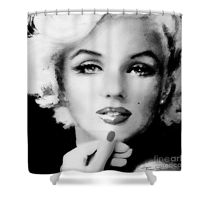 Marilynmonroe Shower Curtain featuring the painting MM 132 bw by Theo Danella