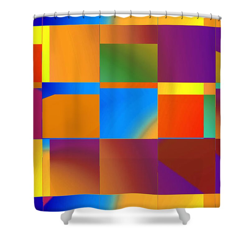 Abstract Shower Curtain featuring the digital art Mod 60's Throwback - Pattern by Ronald Mills