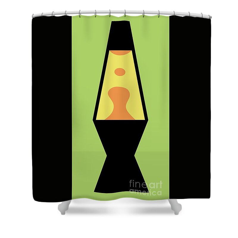Mod Shower Curtain featuring the digital art Mod Lava Lamp on Green by Donna Mibus