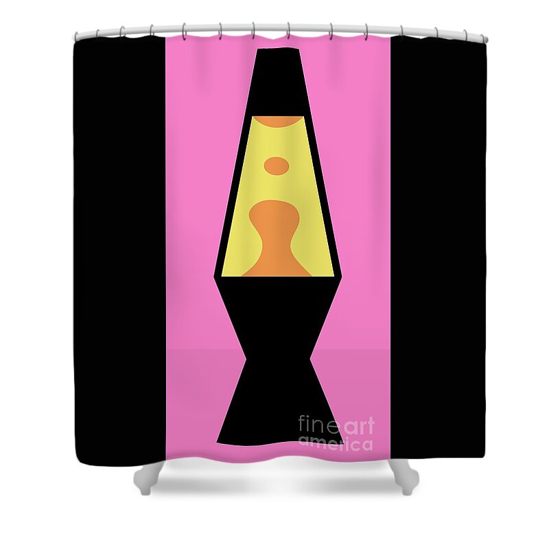 Mod Shower Curtain featuring the digital art Mod Lava Lamp on Pink by Donna Mibus