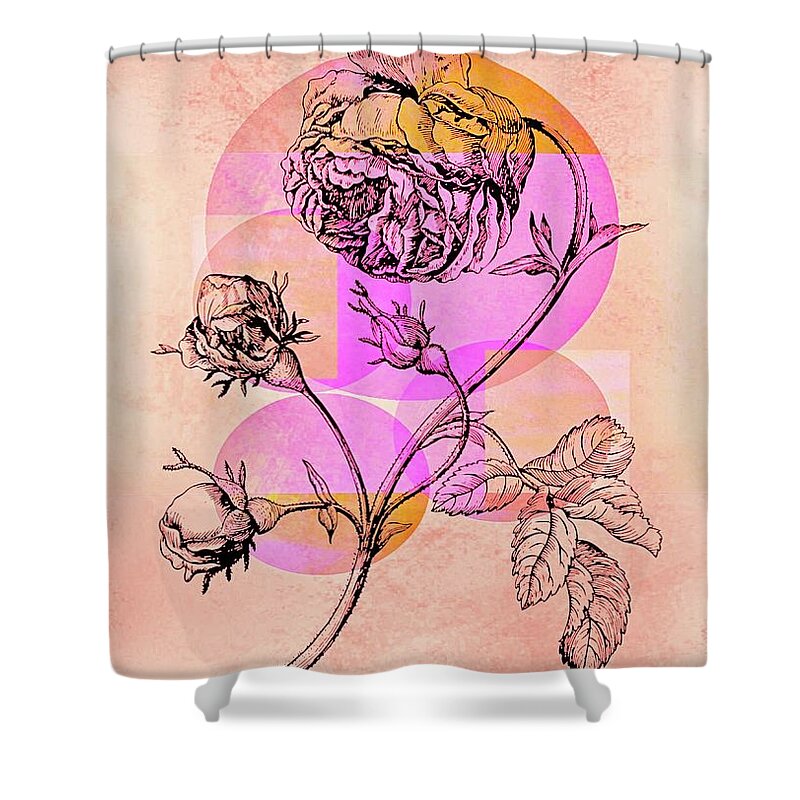 Modern Art Shower Curtain featuring the photograph Modern Art Rose Botanical In Peach by James DeFazio