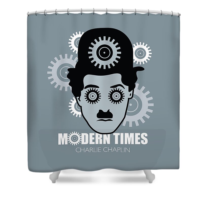 Movie Poster Shower Curtain featuring the digital art Modern Times - Alternative Movie Poster by Movie Poster Boy
