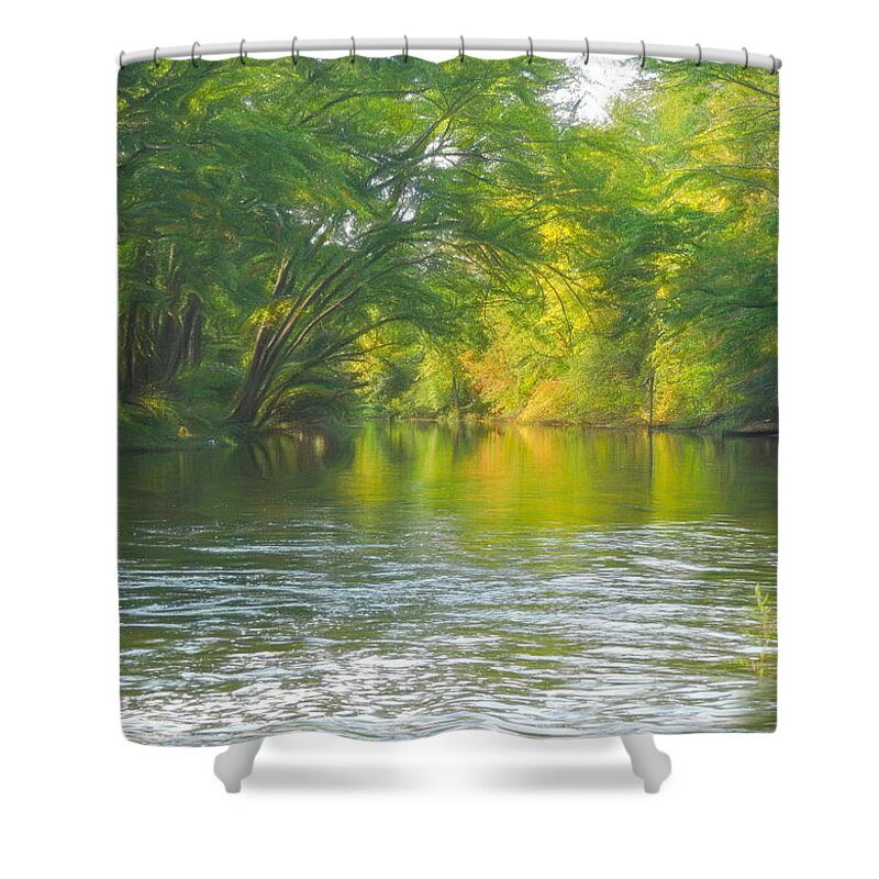 Mohican River Shower Curtain featuring the digital art Mohican River by Susan Hope Finley