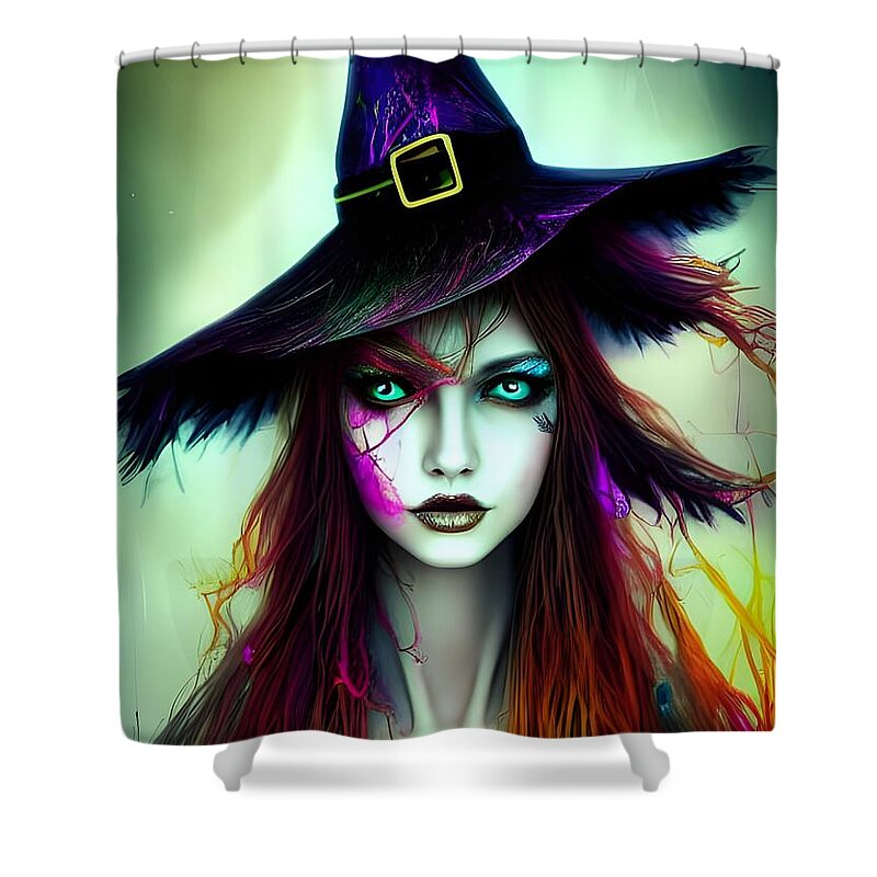 Digital Shower Curtain featuring the digital art Moira In Her New Hat by Beverly Read