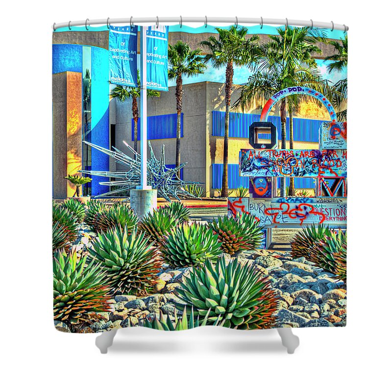The Only Museum In The United States Dedicated To Modern And Contemporary Latin American And Expands Knowledge And Appreciation Of Modern And Contemporary Latin American Art Through Its Collection Shower Curtain featuring the photograph MoLAA Museum of Latin Art by David Zanzinger