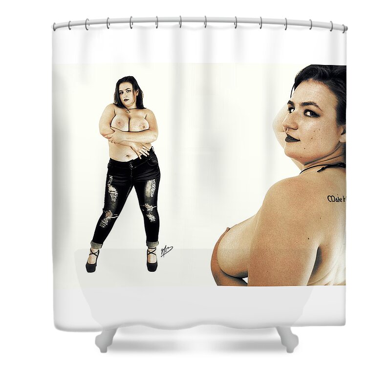 Breast Shower Curtain featuring the digital art Mona 5 by Mark Baranowski