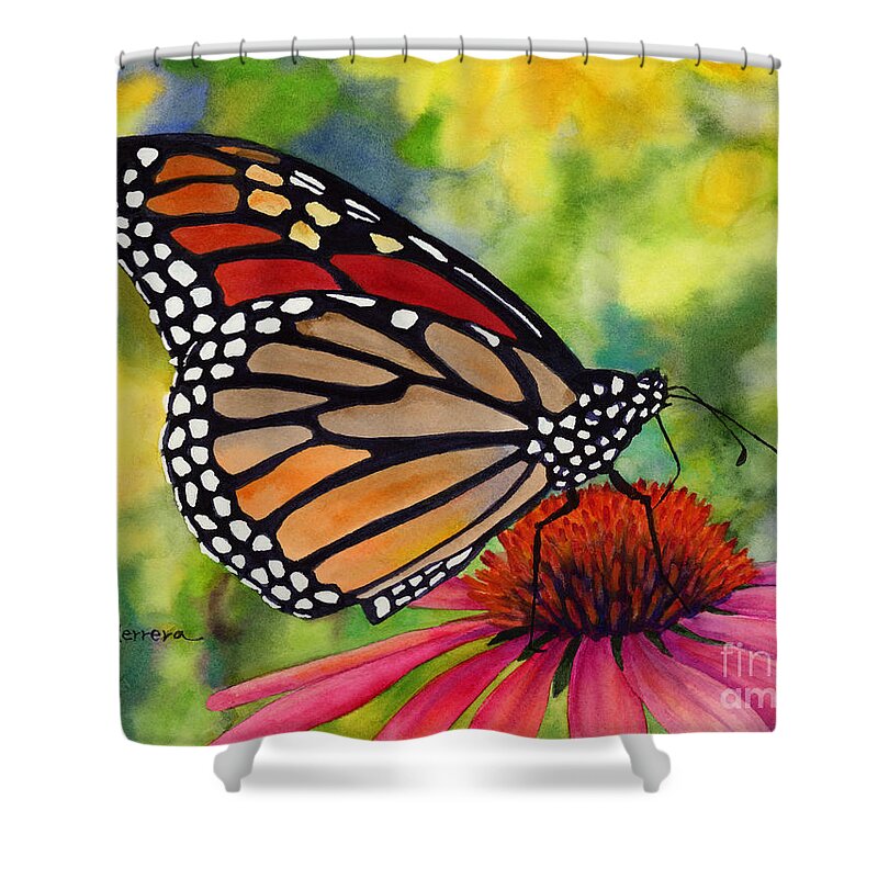 Butterfly Shower Curtain featuring the painting Monarch Butterfly by Hailey E Herrera