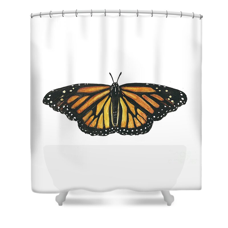 Monarch Shower Curtain featuring the painting Monarch Butterfly by Pamela Schwartz