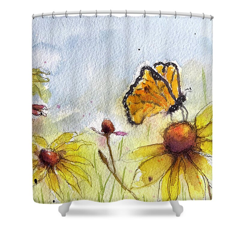 Monarch Shower Curtain featuring the painting Monarch by Roxy Rich