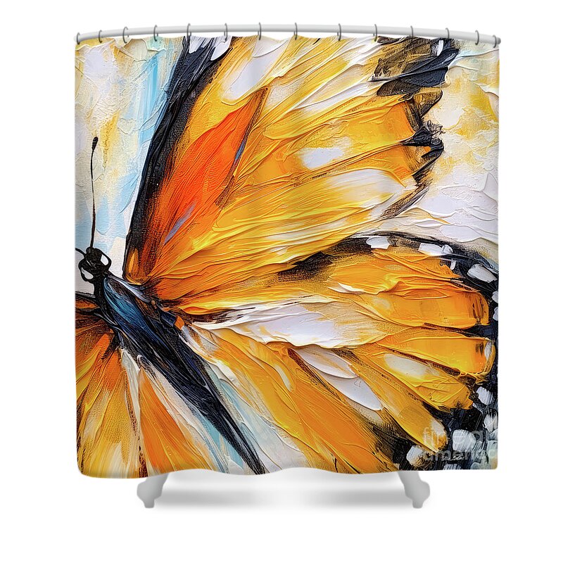 Monarch Butterfly Shower Curtain featuring the painting Monarch Wings by Tina LeCour