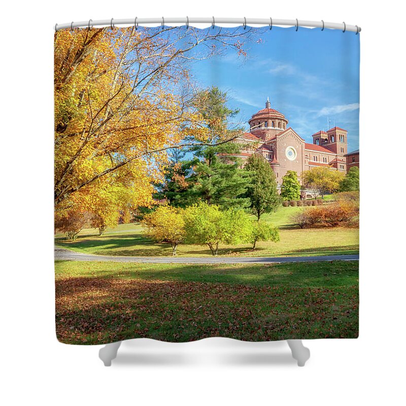 Monastery Shower Curtain featuring the photograph Monastery Immaculate Conception - Ferdinand, Indiana by Susan Rissi Tregoning