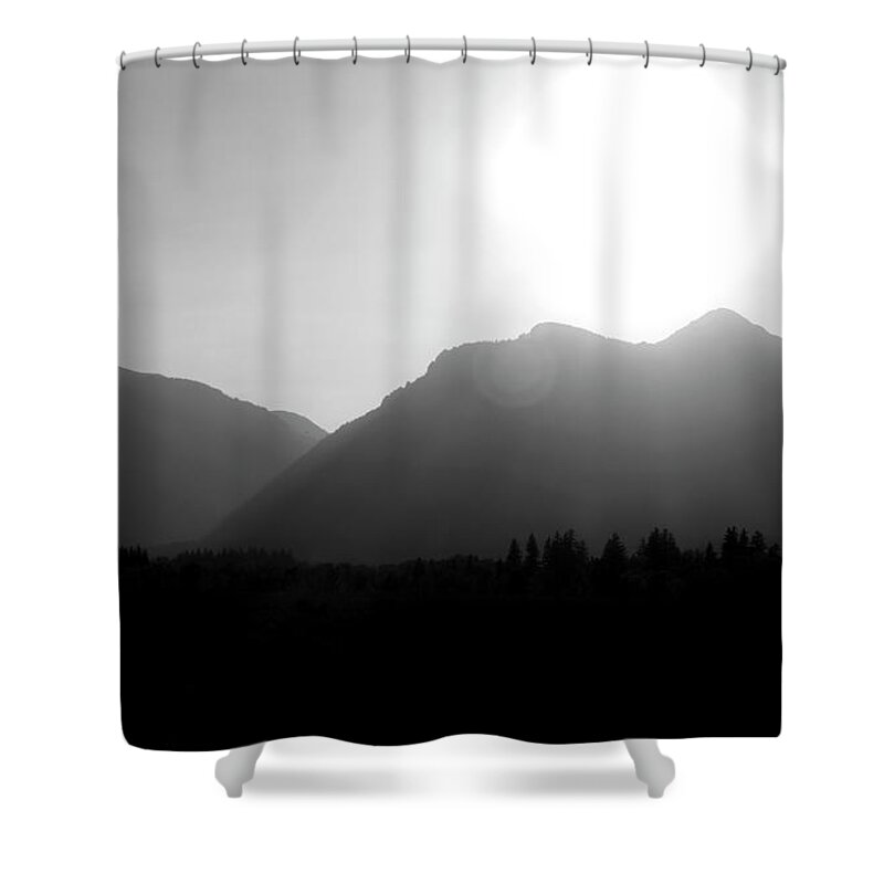 Monochrome Mountain Moment Shower Curtain featuring the photograph Monochrome Mountain Moment by Dan Sproul